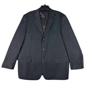 Retro Mens Black Stripe Three Button Blazer Suit Jacket XL T920001